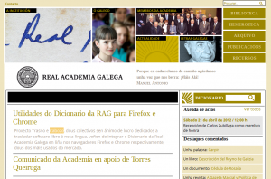 Referencia a extensión na web da Real Academia Galega